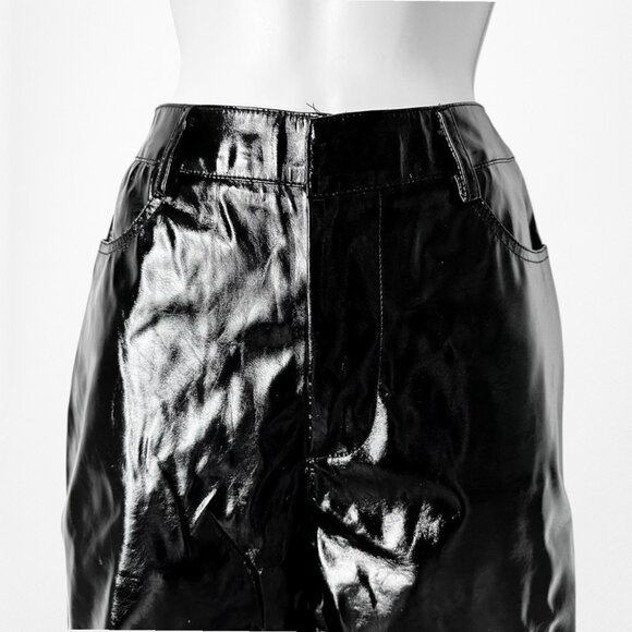 Lioness Black Patent Faux Leather High Waisted Cropped Tapered Leg Size XS/S - Picture 6 of 7